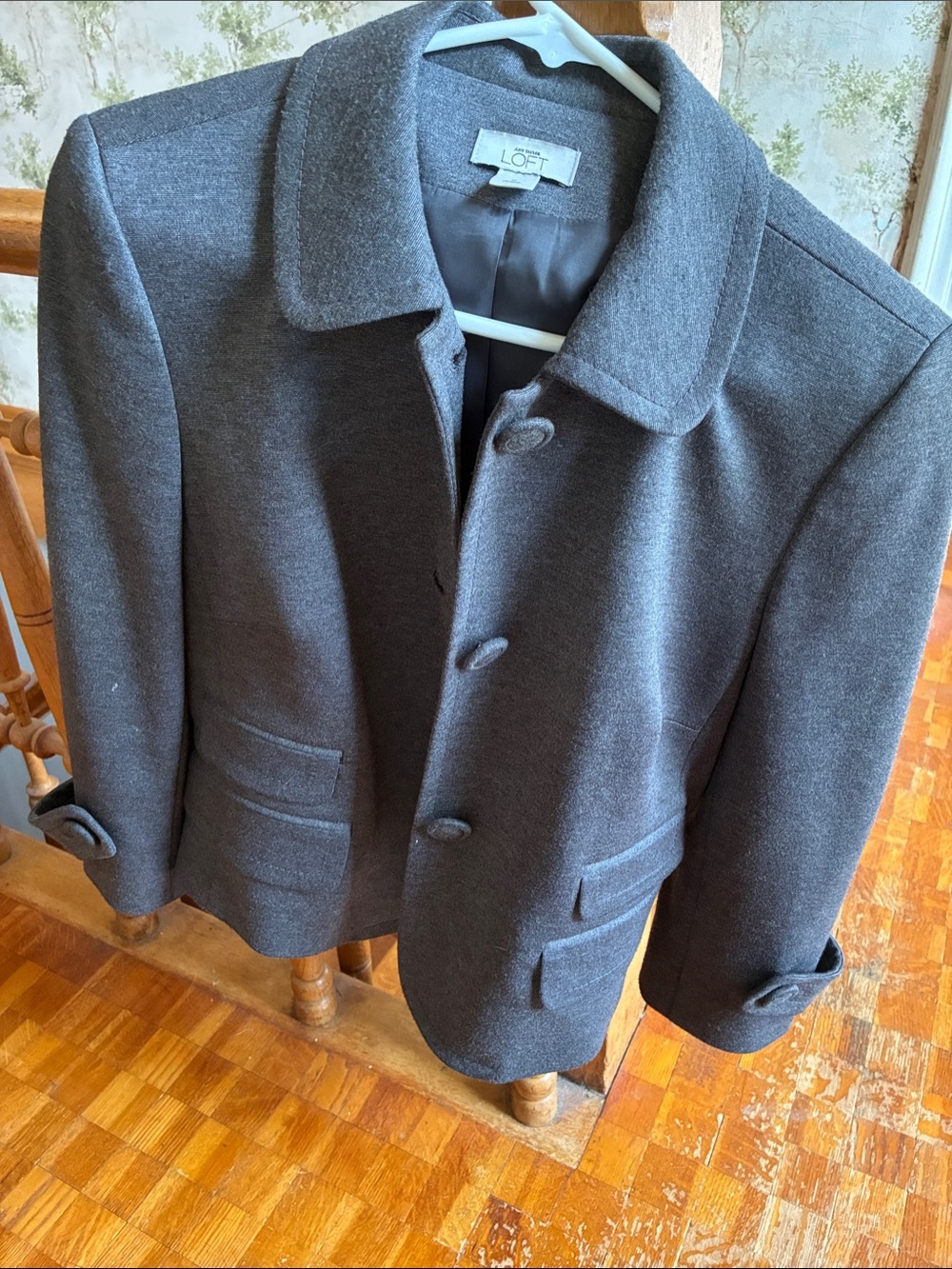 Ann Taylor LOFT Charcoal Gray Ponte Knit Jacket